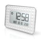 Oregon Scientific дизайнерски цифров стенен часовник с гланцово покритие и прогноза за времето, бял