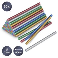 Комплект силиконови пръчки цветни металик 50 броя (Ø 7 мм)