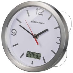 BRESSER MyTime термо / хигро часовник за баня – бял с алуминиева рамка, 170 мм